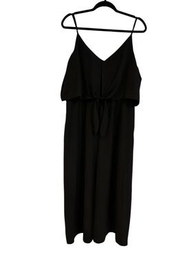 Black Spaghetti-Strap Romper with Tie Waist Size 14